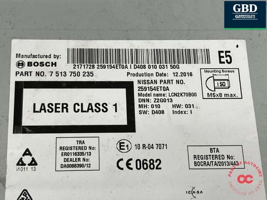 Bilstereo navigasjon til Nissan X-Trail 2014-2022 (T32) (T32) (259154ET0A|)
