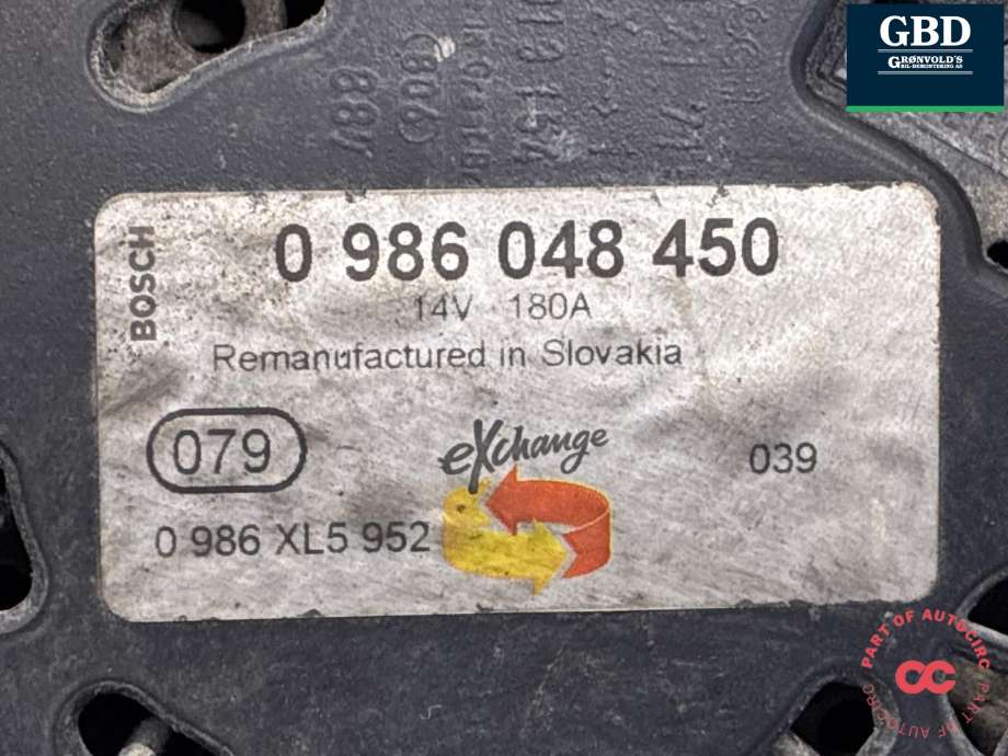 Dynamo diesel til Mercedes C-Klasse 2007-2011 (Fase 1) (W204) (W204) (A 013 154 90 02 80|0 986 048 450|)
