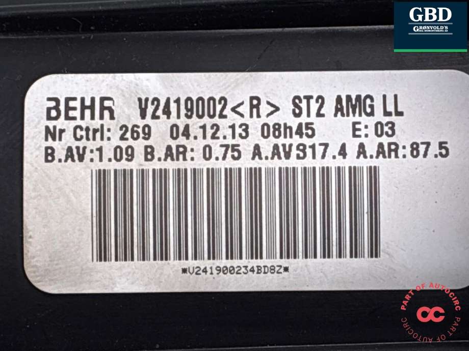 Varmeapparat motor til Mercedes C-Klasse 2007-2011 (Fase 1) (W204) (W204) (A 204 820 02 08|V2419002|V241900234BD8Z)
