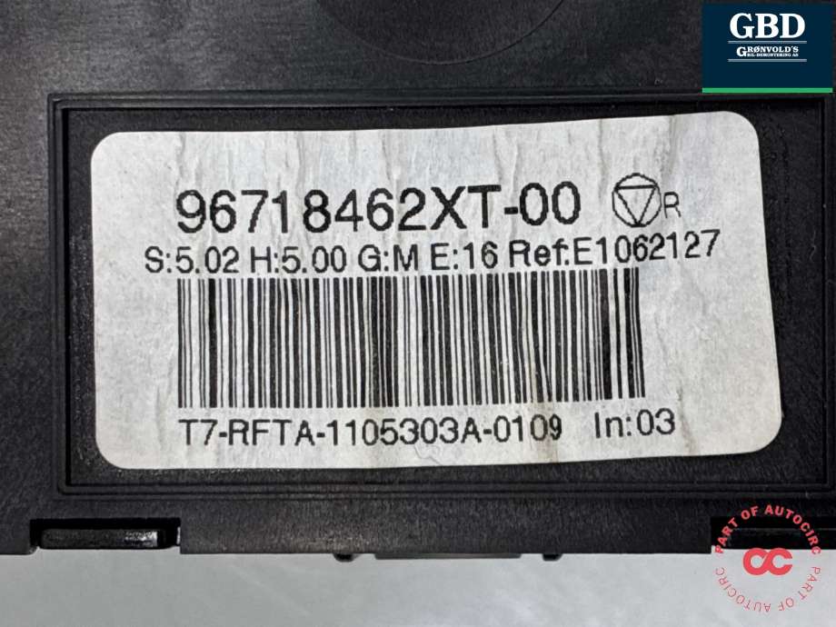 Varmeapparat betjening til Peugeot 308 2011-2013 (Type I, Fase 2) (6452 S2|96718462XT|)