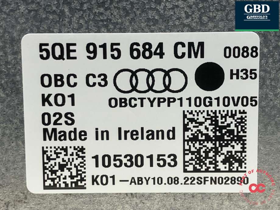 Batterilader (OBC - On Board Charger) til Audi e-tron 2018-->>  (5QE 915 684 CM|10530153|)
