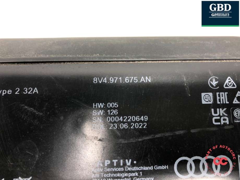 Batterilader kabel til Audi e-tron 2018-->>  (APTIV|8V4 971 675 AN|)