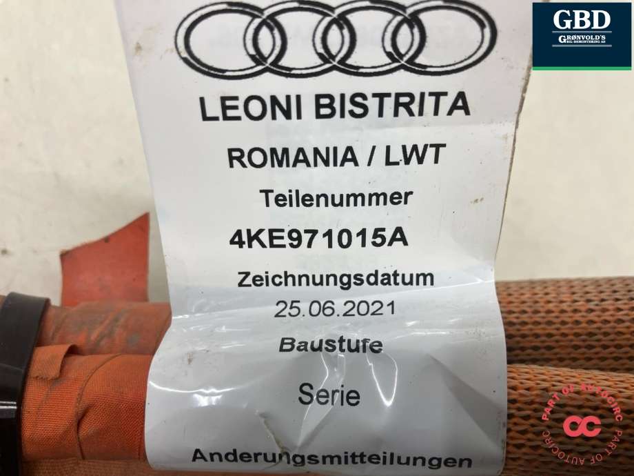Kabel høy volt (HV) elbil til Audi e-tron 2018-->> (4KE 971 015 D|4KE 971 015 A|)