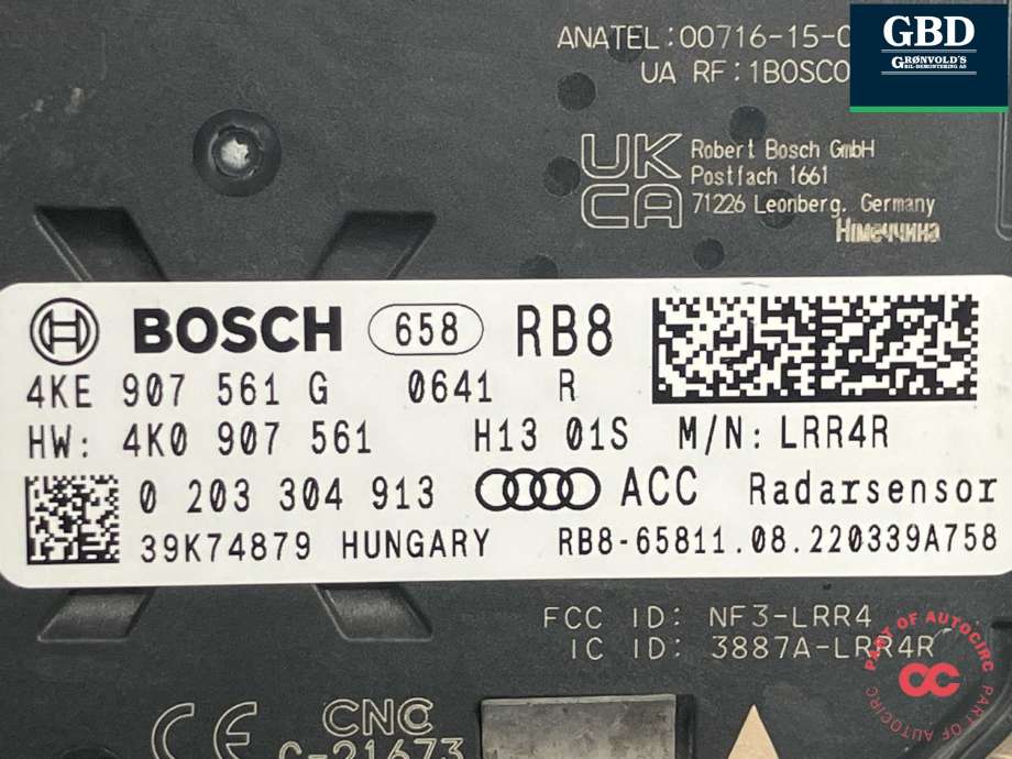 Sensor radar til Audi e-tron 2018-->>  (BOSCH|4KE 907 561 G|4K0 907 561|0 203 304 913)