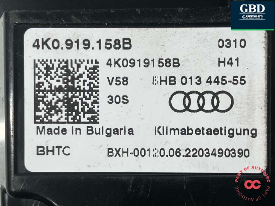 Varmeapparat betjening bak til Audi e-tron 2018-->>  (4K0 919 158 B|)
