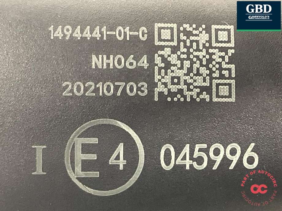Speil innvendig til Tesla Model Y 2021-2024 (Type I)  (1494441-01-C|1494441-01-A|1494441-01-B)