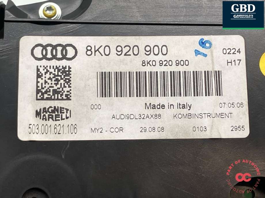 Instrumentpanel til Audi A4 2007-2014 (Type IV) (B8) (B8) (8K0 920 900 A|8K0 920 900 AX|)