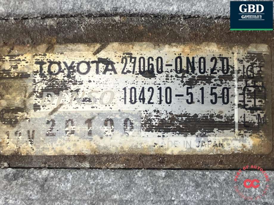 Dynamo diesel til Toyota Auris 2007-2010 (Type I, Fase 1)  (DENSO|270600N021|27060-0N020|104210-5150)
