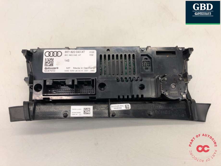 Varmeapparat betjening til Audi Q5 2012-2017 (Type I, Fase 2)  (8K1 820 043 AT|8K1 820 043 AT XZF|)