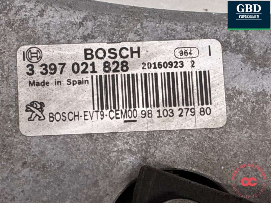 Viskermotor frontrute komplett m/overføring til Peugeot 308 2013-2021 (Type II) (98 103 279 80|3 397 021 828|)