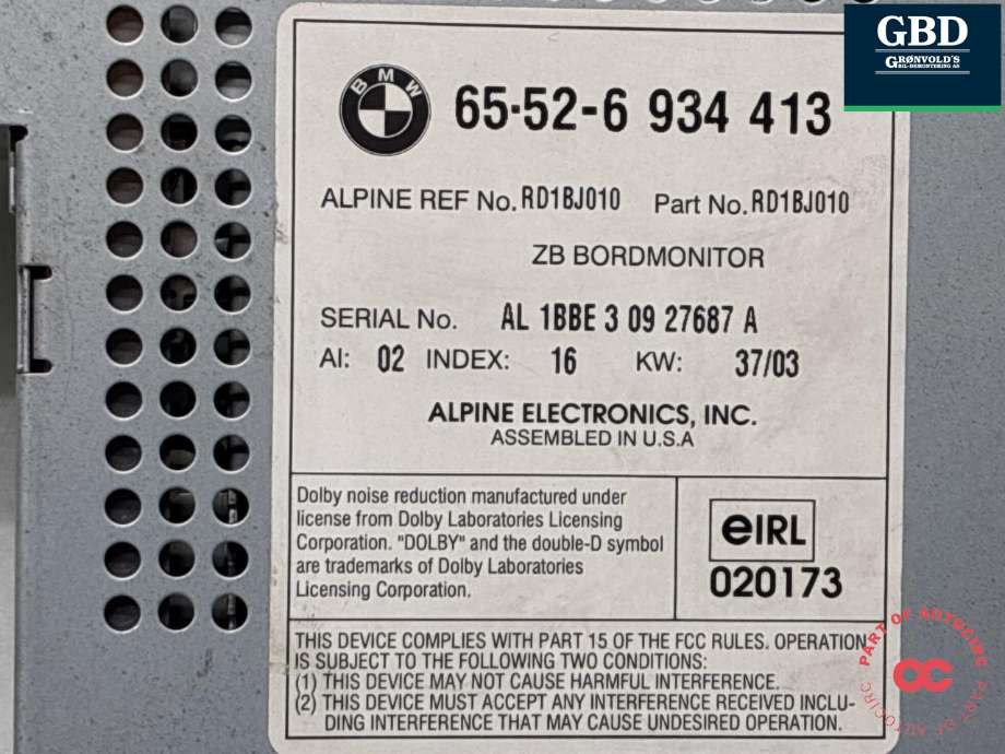 Bilstereo til BMW X5 2000-2006 (E53) (E53) (65 52 6 934 416|65 52 6 988 771|65526934413| 65526923878)
