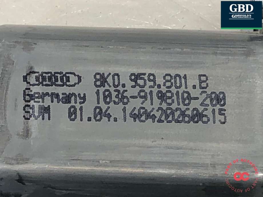 Ruteheis, kun motor, venstre foran til Audi Q5 2012-2017 (Type I, Fase 2) (8K0 959 801 B|)