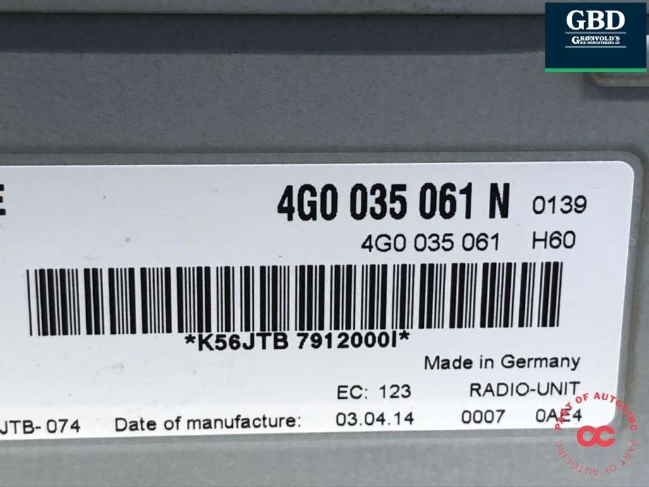 Bilstereo til Audi Q5 2012-2017 (Type I, Fase 2) (4G0 035 061 N|)