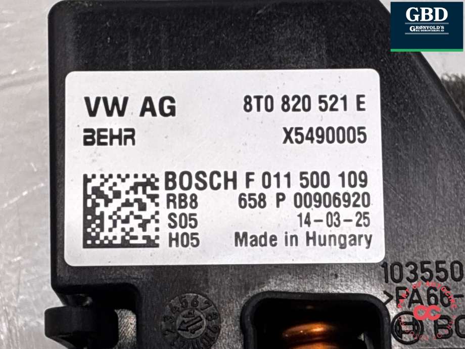 Varmeapparat motstand til Audi Q5 2012-2017 (Type I, Fase 2)  (8T0 820 521 G|8T0 820 521 E|)