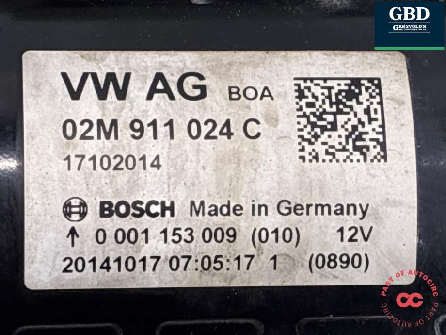 Starter diesel til Škoda Superb 2008-2015 (Type II) (02M 911 021 B|02M 911 021 BX|02M 911 024 C |02M 911 024 CX)