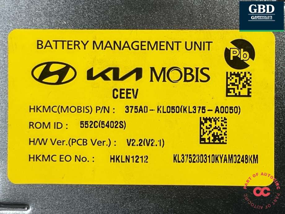 Styreenhet batteri elbil (BMS - Battery Management System) til Hyundai Ioniq 6 2023-->>  (375A0KL0 50|375A0-KL050|KL375-A0050)