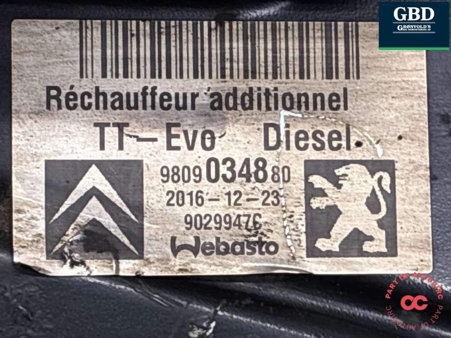 Dieselvarmer til Toyota Proace 2016-->> (Type II) (98 090 34 88 0|)