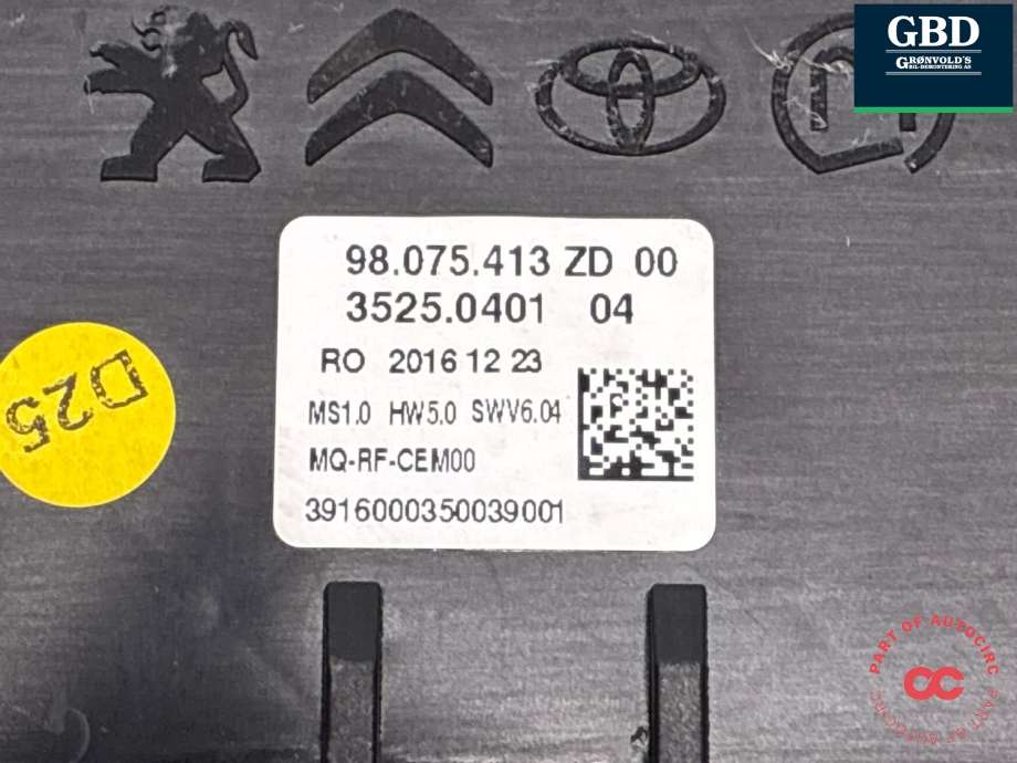 Varmeapparat betjening til Toyota Proace 2016-->> (Type II)  (98 075 413 ZD|)