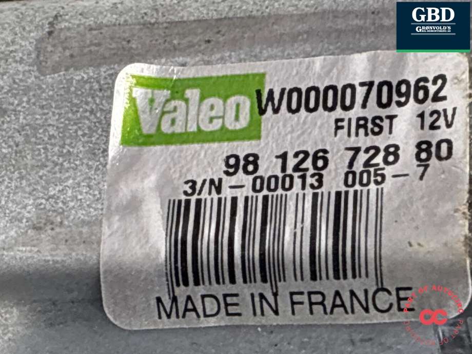 Viskermotor bakrute til Toyota Proace 2016-->> (Type II)  (SU001-A4605|98 126 728 80|)