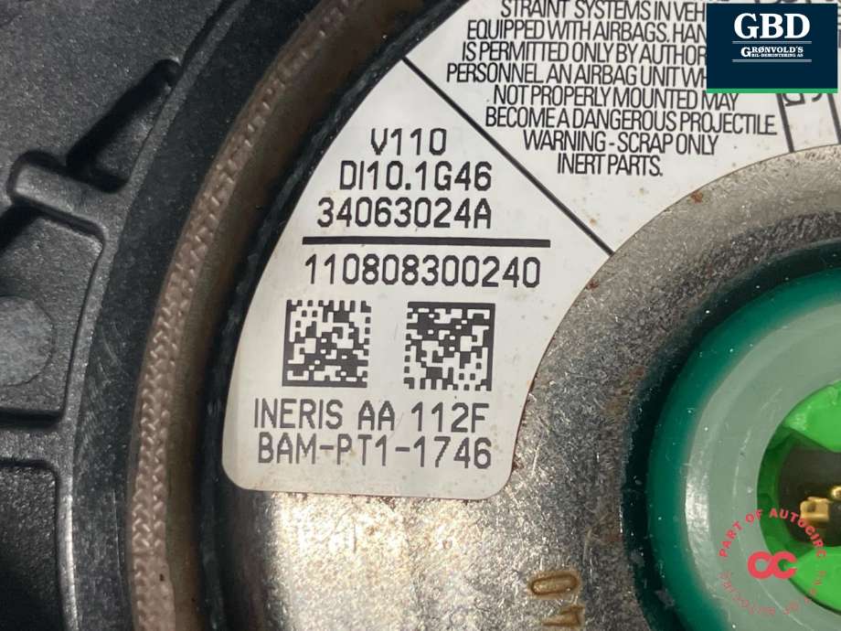 Airbag rattpute til Ford S-Max 2010-2015 (Type I, Fase 2) (1677413|AM21-U042B85-AB3ZHE|AM21-U042B85-ABW)