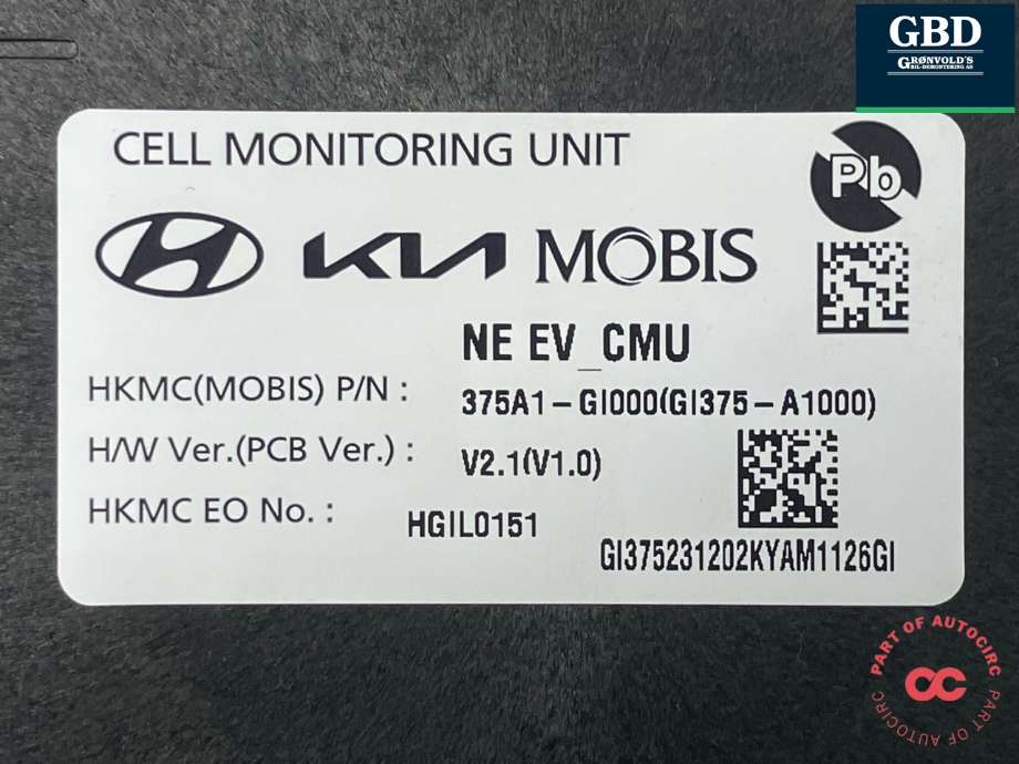 Styreenhet batteri elbil (BMS - Battery Management System) til Hyundai Ioniq 5 2021-->>  (375A1GI000|375A1-GI000|GI375-A1000)