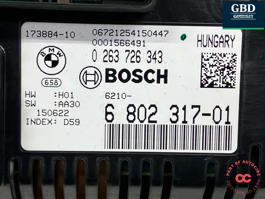 Instrumentpanel til BMW X5 2013-2018 (F15) (F15) (62 10 8 795 235|62 10 6 805 231|6210-6 802 317-01)