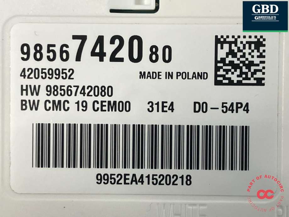 Styreenhet batteri elbil (BMS - Battery Management System) til Opel Astra L 2022-->>  (9856742080|42059952|)