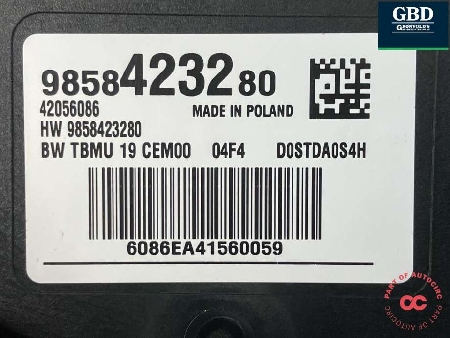 Styreenhet batteri elbil (BMS - Battery Management System) til Opel Astra L 2022-->>  (9858423280|42056086|)