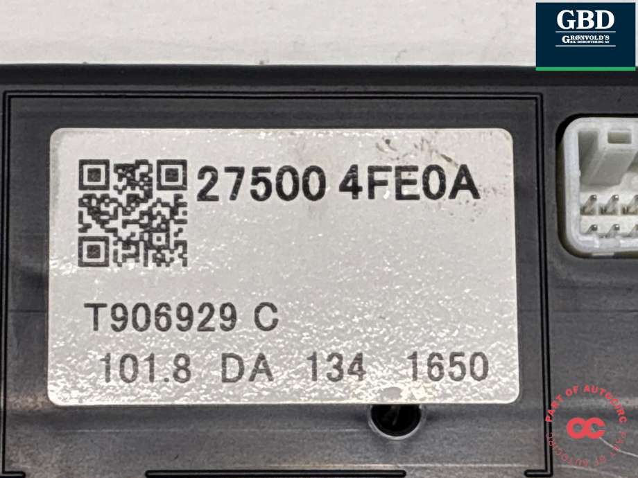 Varmeapparat betjening til Nissan E-NV200 2014-->>  (275333NF8A|27500 4FE0A|)