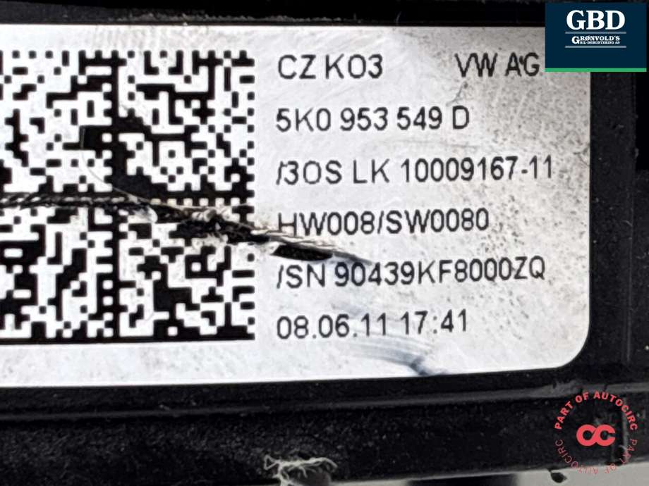 Airbag slepering til VW Caddy 2010-2015 (Type III, Fase 2) (NO PART ID|5K0 953 549 D|10040774)