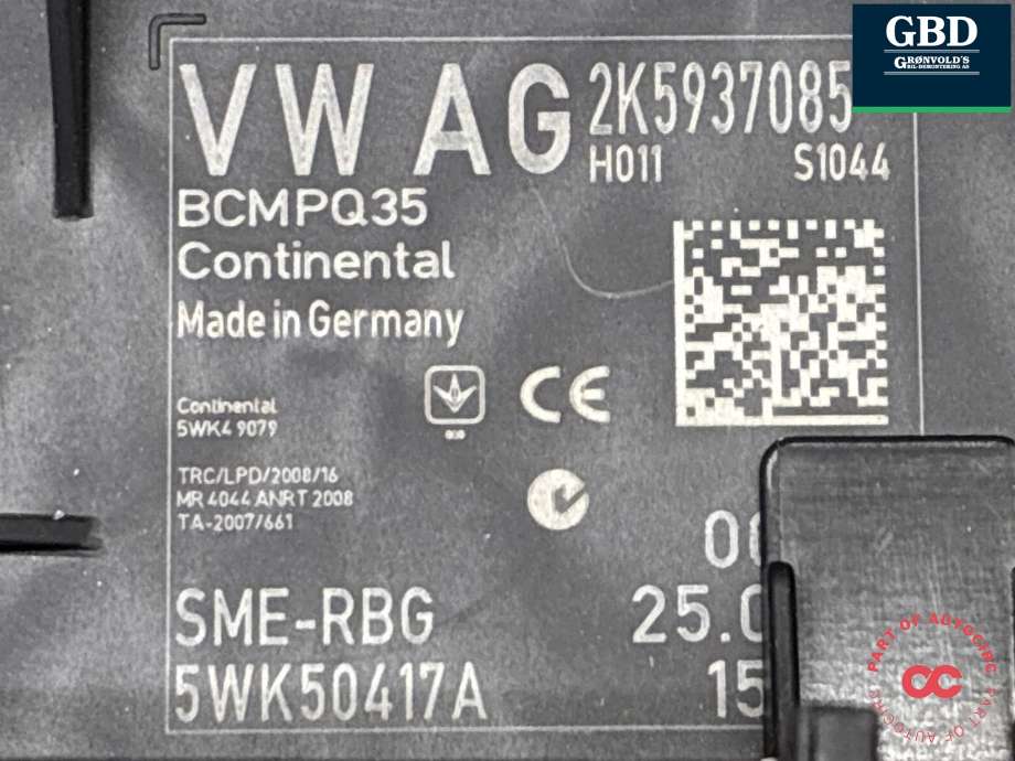 Styreenhet comfort (BCM) til VW Caddy 2010-2015 (Type III, Fase 2)  (5K0 937 087 AC|5K0 937 087 AC Z14|2K5937085| 5WK50417A)
