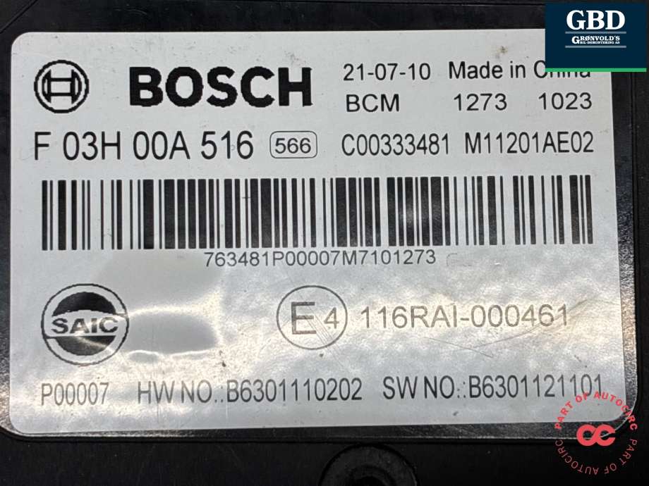 Styreenhet comfort (BCM) til Maxus e-Deliver 9 2020-->>  (C00333481|F03H00A516|)