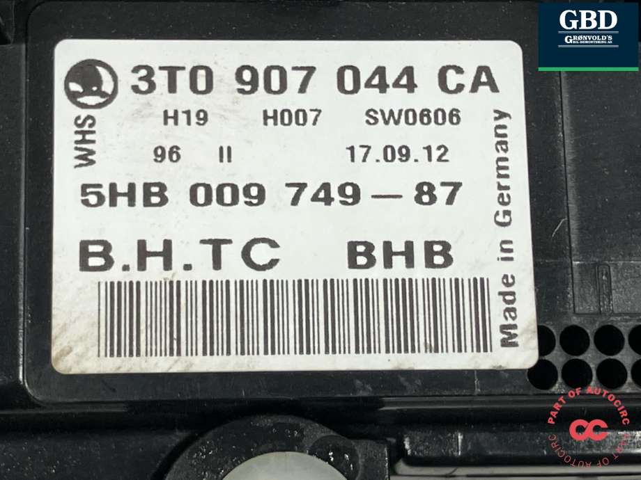 Varmeapparat betjening til Škoda Octavia 2009-2013 (Type II, Fase 2) (3T0 907 044 DA WHS|3T0 907 044 CA WHS|3T0 907 044 CA)