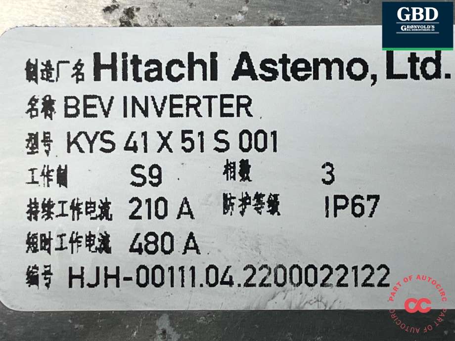 Inverter elbil til Audi e-tron 2018-->> (HITACHI|0EF 907 080 H||KYS 41 X 51 S 001)