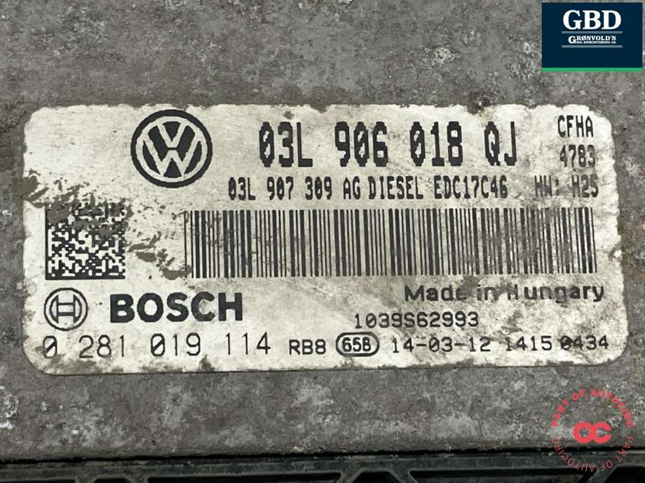Styreenhet motor til Škoda Yeti 2014-2017 (Fase 2)  (03L 906 018 QJ|03L 906 018 QJ 5L0|)