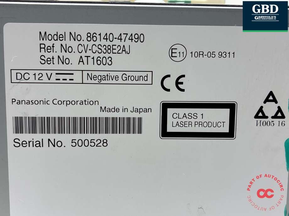 Bilstereo navigasjon til Toyota Prius 2016-2023 (Type IV) (combi) (combi) (8614047490|86140-47490|)