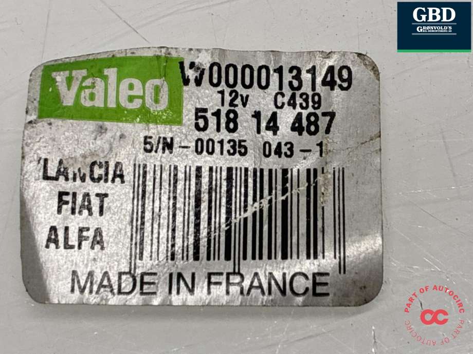 Viskermotor bakrute til Fiat Doblo 2010-->> (Type II) (51814487|W000013149|518 14 487)