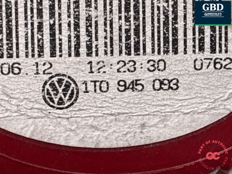Baklykt venstre indre til VW Touran 2010-2015 (Type I, Fase 3)  (1T0 945 093|)