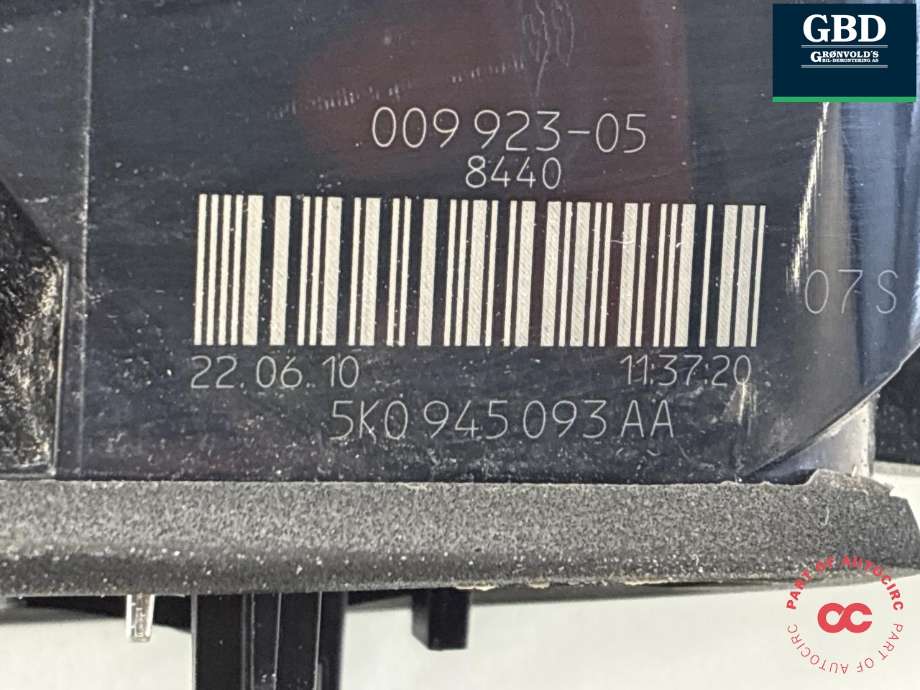 Baklykt venstre indre til VW Golf VI 2008-2012  (5K0 945 093 AA|)
