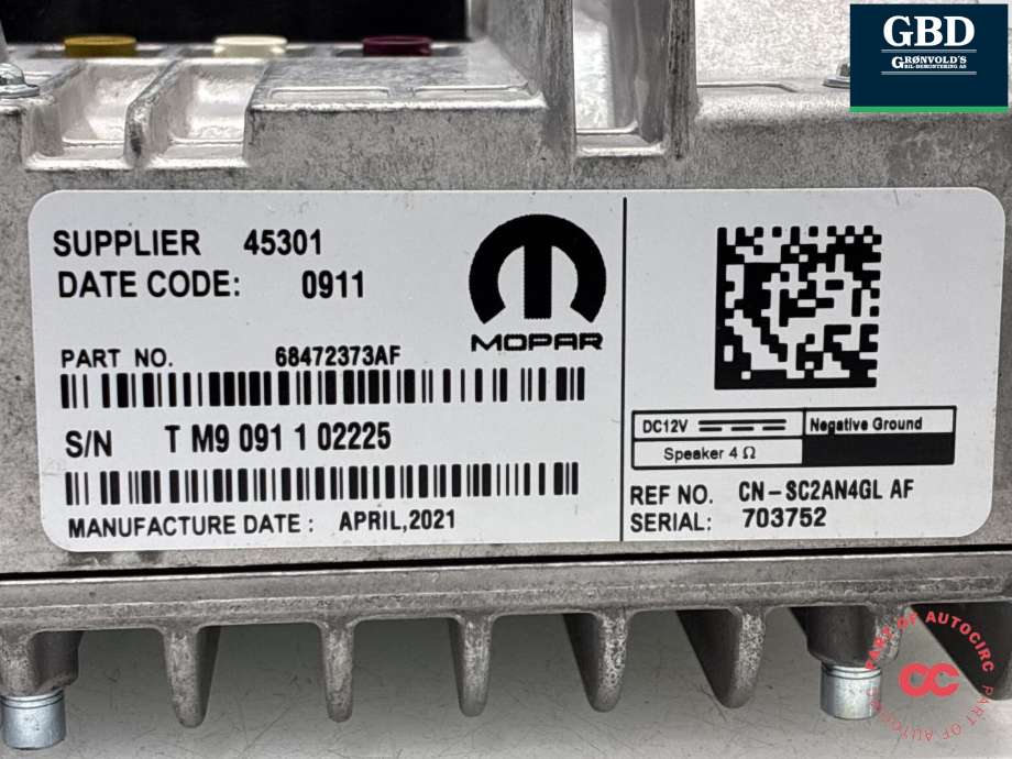 Bilstereo navigasjon til Dodge RAM 2019-->> (Type V) (68472373AB|68472373AF|)