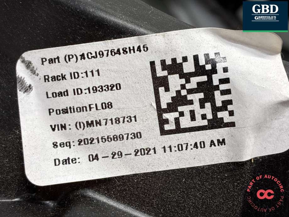 Ruteheis venstre foran til Dodge RAM 2019-->> (Type V)  (68321325AA|CB59114P|)