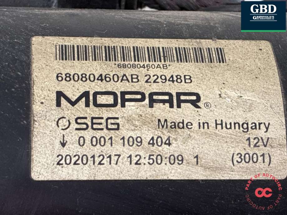 Starter diesel til Dodge RAM 2019-->> (Type V) (68080460AB|R8080460AB|)