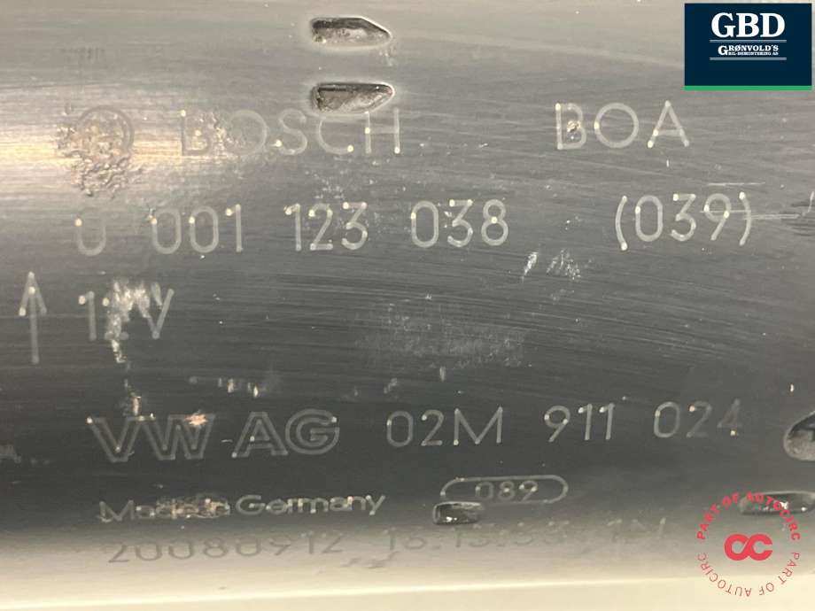 Starter diesel til Audi A3 2009-2012 (Type II, Fase 2)  (BOSCH|02M 911 024|0 001 123 038|)