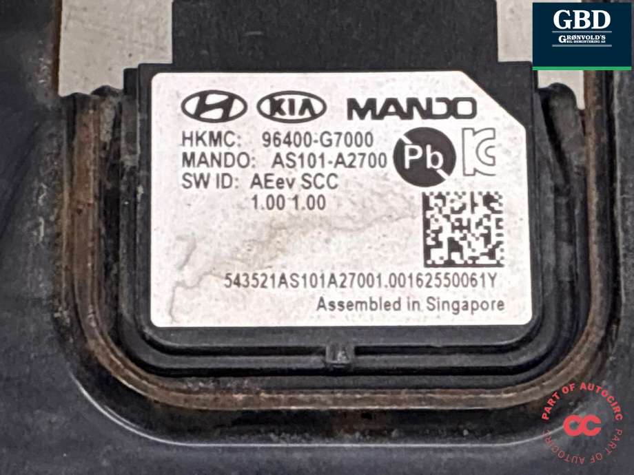 Sensor radar til Hyundai Ioniq Electric 2016-2019 (Fase 1)  (96400G 7000|)
