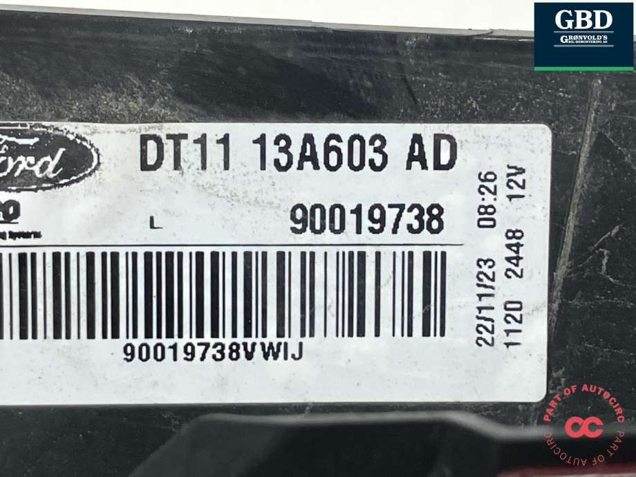 Baklykt venstre øvre til Ford Transit Connect 2018-->> Type II, Fase 2 (2306895|DT11-13A603-AD|)
