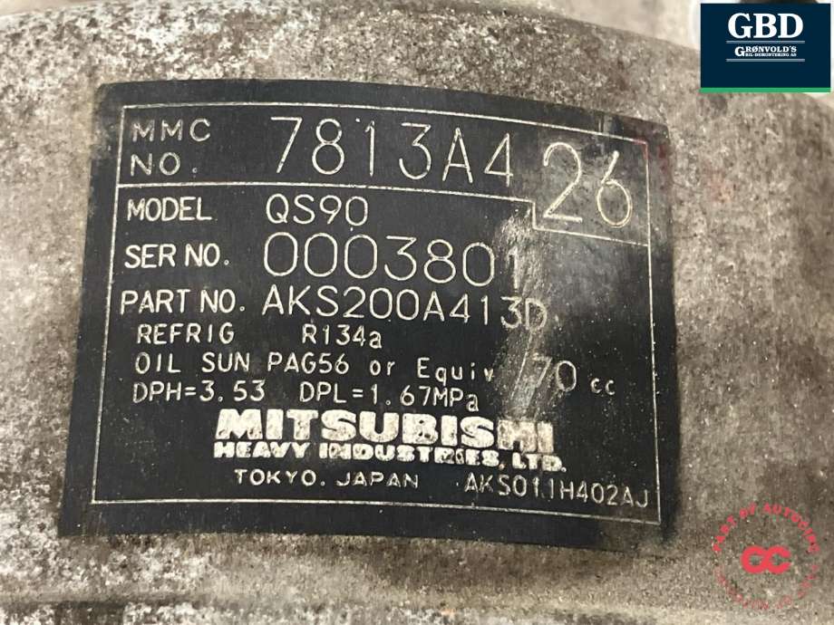 Aircondition kompressor til Mitsubishi Outlander 2010-2012 (Type II, Fase 2) (7813A419|7813A426|)