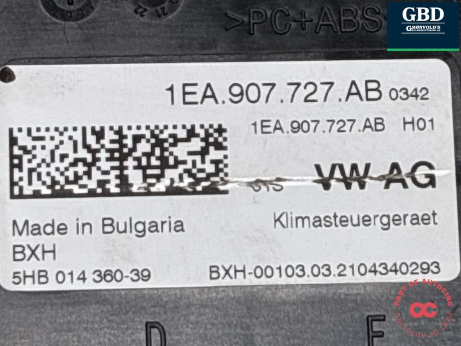 Styreenhet klima/aircondition til Škoda Enyaq 2021-->>  (1EA 907 727 AK|1EA 907 727 AB|)