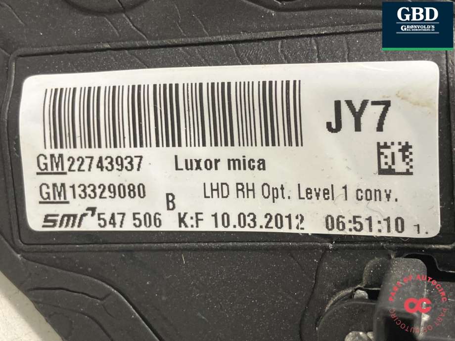 Speil høyre til Opel Insignia A 2009-2014  (13329081|13268766|)