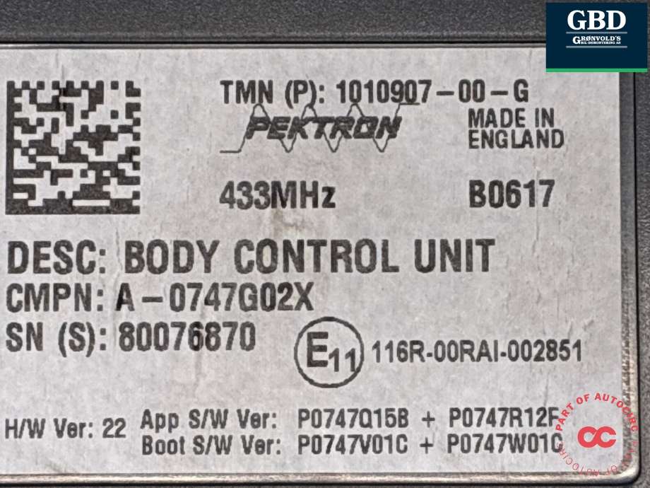 Styreenhet comfort (BCM) til Tesla Model S 2016-2021 (Fase 2)  (1010907-00-G|1010907-00-D|)