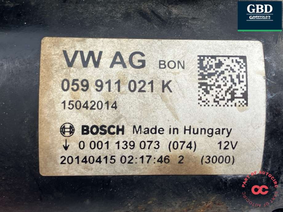 Starter diesel til Audi A6, Allroad 2012-2014 (Type III, Fase 1) (C7) (C7) (059 911 021 K|059 911 021 KX|)